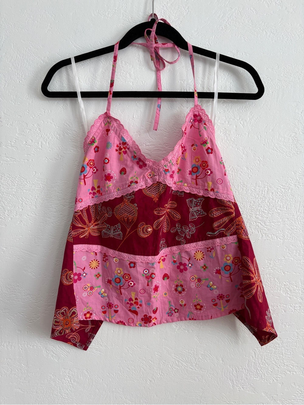 Blue Plate Floral Open Back Halter Top Vintage (early 2000s) Y2K